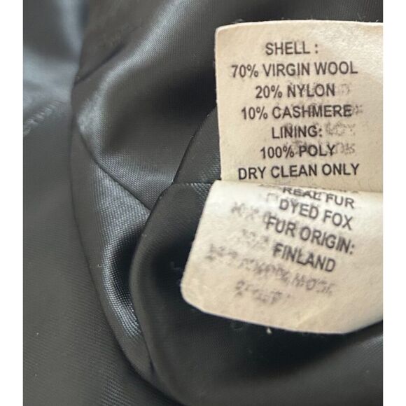 Sachi Women Jacket Virgin Cashmere Wool Fur Fox Hooded Coat Penny Lane M Black - Picture 3 of 4